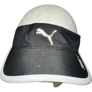 Puma Visor Hat Cap Strap Back Logo‎ OSFA Black White Trim